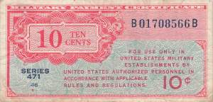 USA MPC Series 471 p.M9 10 Cents 1947 vf-